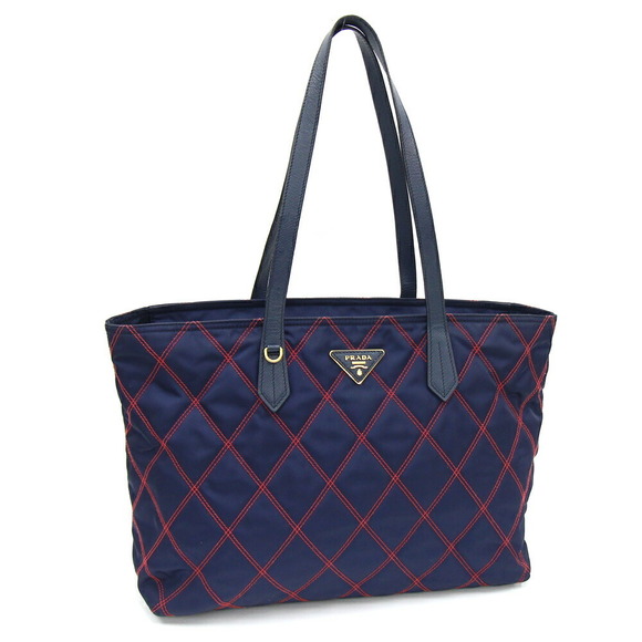 Prada Bag Blue Shoulder Quilted Navy Tote Bag - Picture 1 of 8
